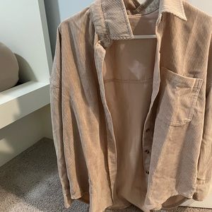 Tan long sleeve button up oversized